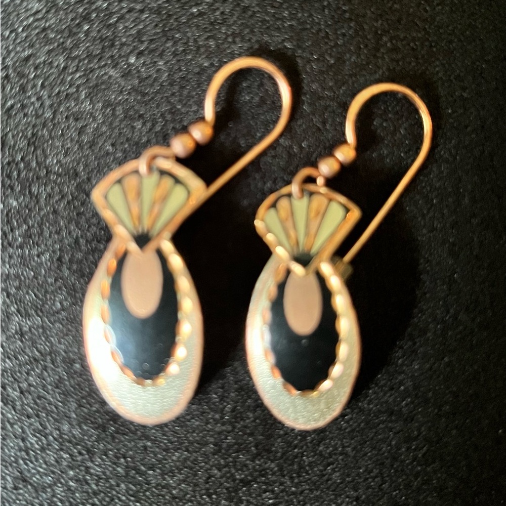 Vintage Elegant Black Silver Copper Earrings